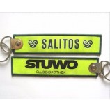custom logo woven keyrings for garment with metal ring