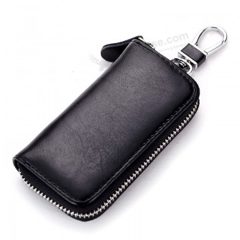 Porte-clés en cuir véritable Hommes et femmes Sac à clés de voiture Étui à clés multifonction