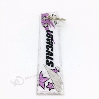 Wholesale Custom Double Side Embroidery Fabric Keychain / Keytag / Keyring