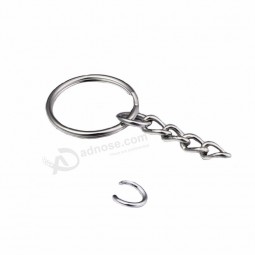 1000 piezas cada bolsa Llavero DIY Anillo dividido de 25 mm + cadena de 4 eslabones con un llavero de combinación de anillo de salto separado