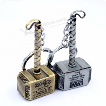 프로모션 사용자 정의 금속 토르의 망치 llaveros 마블 합금 로고 어벤져 열쇠 고리 키 체인