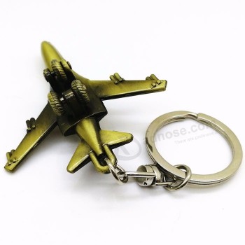 Personalisierte Schlüsselringe aus 3D-Guss-Zinklegierungsmetall-Kampfflugzeug mit Schlüsselhalterketten