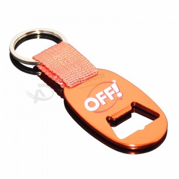 nylon lanyard personalised keyrings anodizing color custom metal laser logo aluminum bottle opener keyring