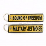style short embroidery logo printing stereoscopic yellow custom embroider keychain