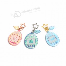 Porte-clés à breloques en acrylique époxy scintillant double face imprimé sur mesure
