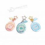 custom printed  double-sided glitter epoxy acrylic charm keychain