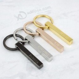 custom engraved personalized Key chain wedding date name stainless steel 3D Bar keychain