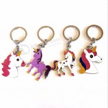 Porte-clés en métal de style chaud mignon logo personnalisé émail licorne porte-clés en métal pour la vente en gros