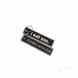 wholesale cheap customized personalized fabric patch woven embroidery keychain after fright cool keychains tag