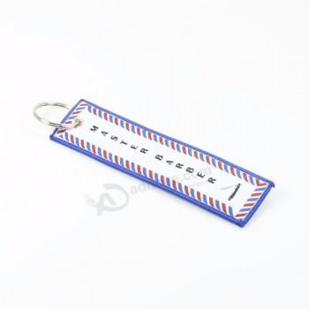 beau design tissé logo broderie cool porte-clés tag porte-clés