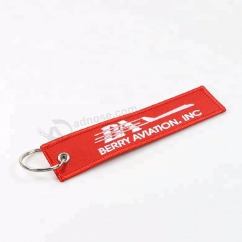 酷钥匙扣标签供应商提供的单个自定义徽标高级绣花钥匙标签