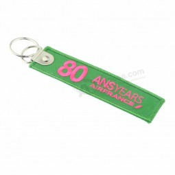 Custom soft and comfortable embroidery polyester cool keychains tag/custom woven keychain tag