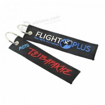 Custom logo airplane design embroidered cool keychains tag on hot sale