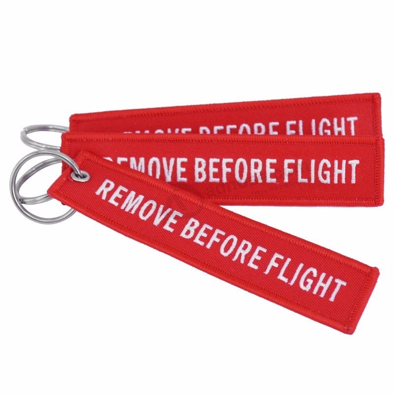 Kingdkey factory Custom flight Embroidery keychain Woven Key Tag with Your Own Logo