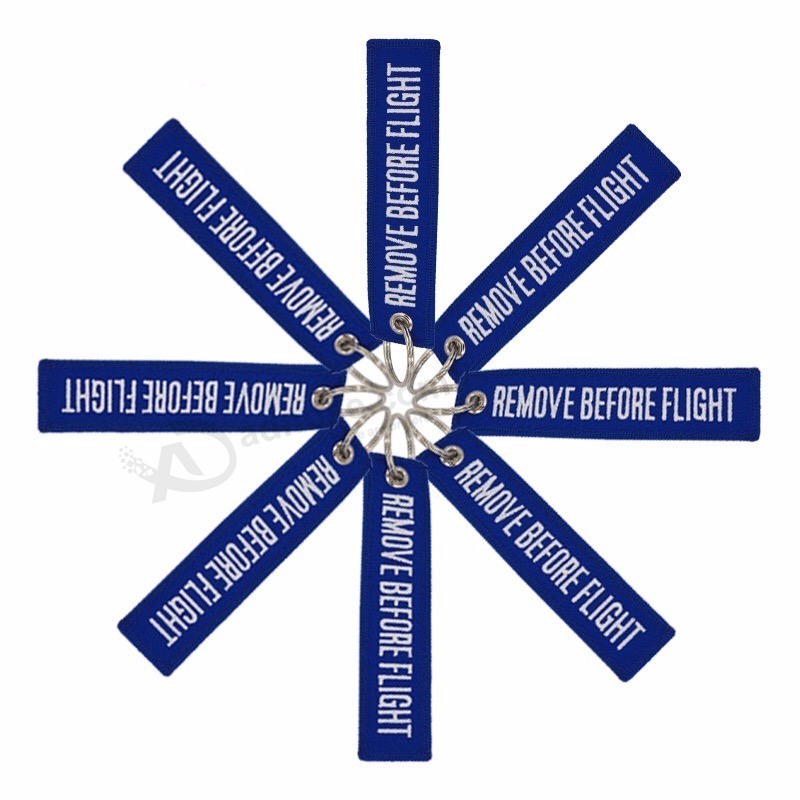Kingdkey fábrica de vôo personalizado bordado chaveiro tecido chave chave com seu próprio logotipo
