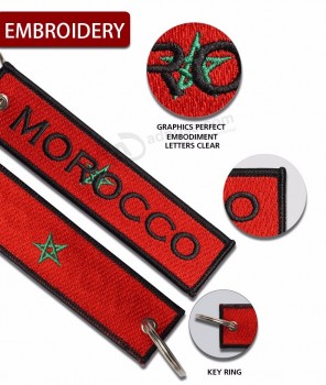 manufactures custom promotional souvenir embroidery personalized keychains with logo gift fabric keytag