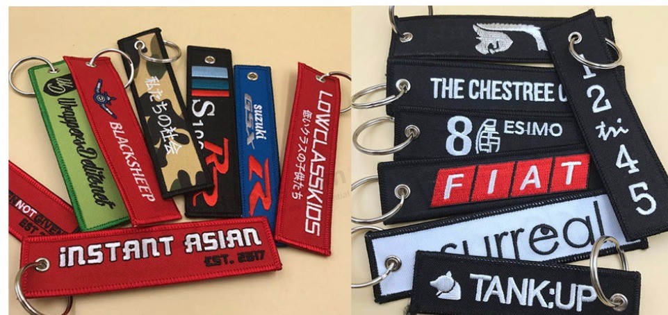 Manufactures Custom Promotional Souvenir Embroidery Keychain with Logo Gift Fabric Keytag