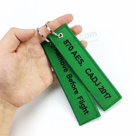OEM polyester Embroidery Key chain Promotion gift Metal Key Ring