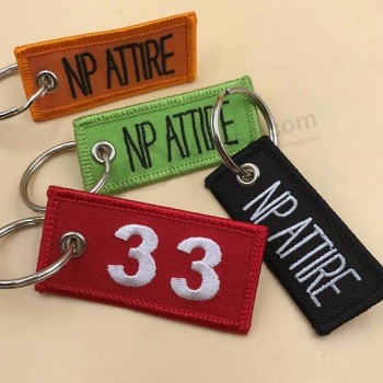 Custom Fashion Logo Letter Embroidery Woven personalized keychains tag