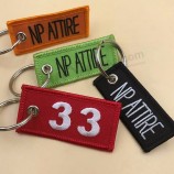 custom fashion logo letter embroidery woven personalized keychains tag