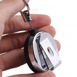 Mini porte-clés portable porte-clés en métal corde rétractable