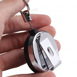 Mini porte-clés portable porte-clés en métal corde rétractable