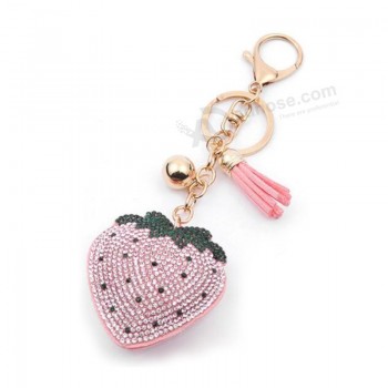 fraise sac pendentif velours chaud double couleur forage porte-clés
