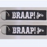 wholesale custom double side embroidery fabric keychain / keytag / keyring