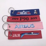 도매 주문 두 배 옆 자수 직물 keychain / keytag / keyring