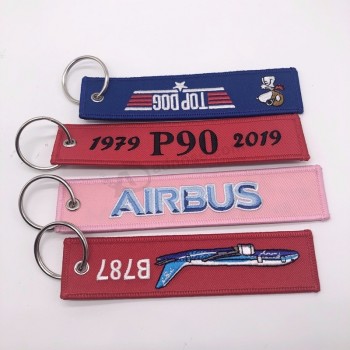 Wholesale Custom Double Side Embroidery Fabric Keychain / Keytag / Keyring