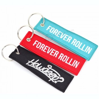Personnalisé en gros personnalisé tissu broderie patch porte-clés étiquette brodé porte-clés porte-clés porte-clés porte-clés