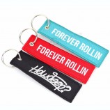personalized wholesale custom fabric embroidery patch Key ring Tag embroidered Key chain keyring keychain