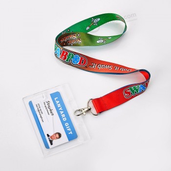 Huacheng Nice Sublimation Impression Longe Grosse Carte d’Identité Lanière pour clés Avec Crochet En Métal