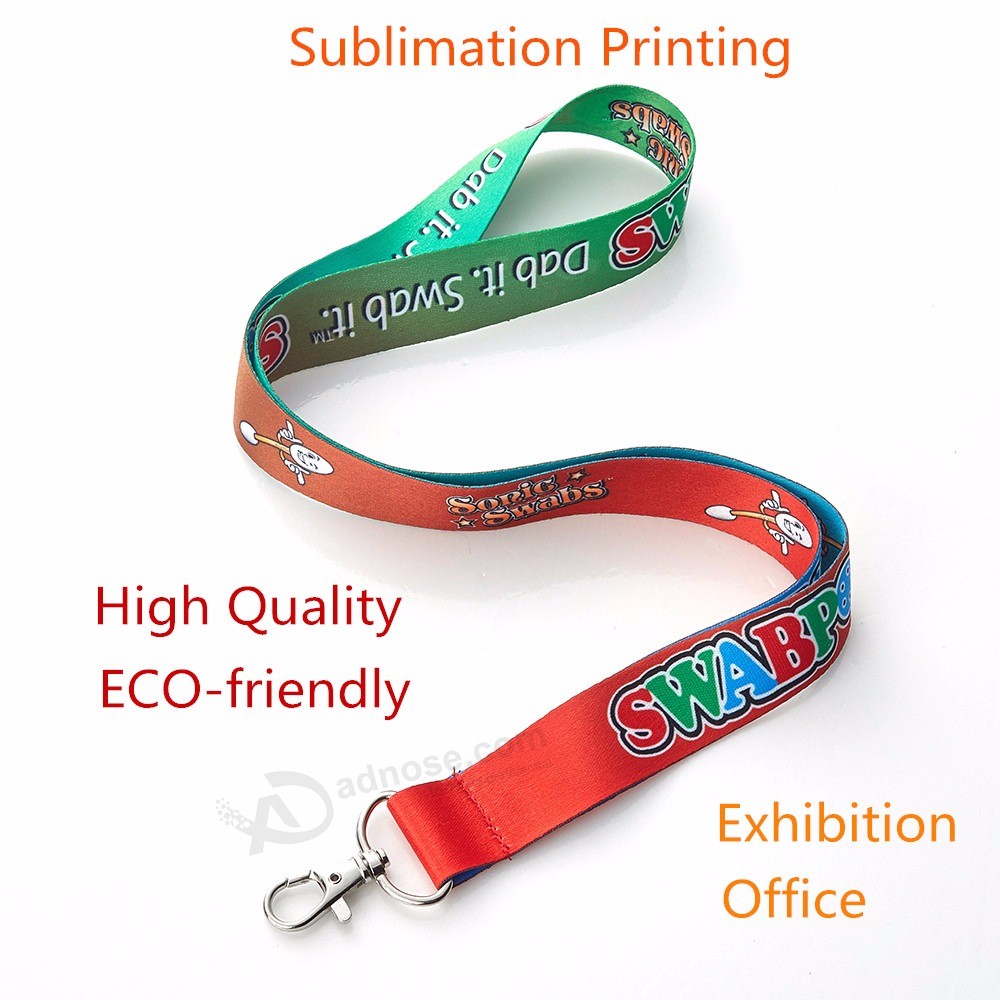 Huacheng wholesale Dye sublimation Neck strap Wholesale ID card Lanyard with Metal Hook