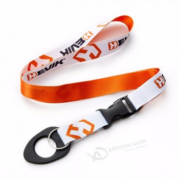 Canvas Abadge Display Badge Holder Customized Printed Neck Polyester lanyard for keys With Opener Metal Fitting