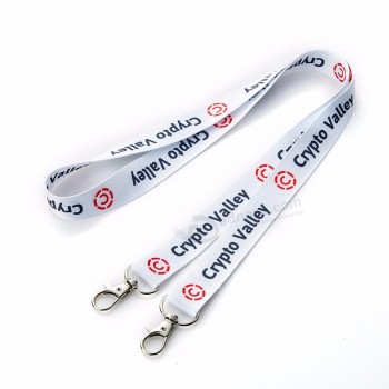 Huacheng Mode zwei Clip Polyester Lanyard für Schlüssel mit Sublimationsdruck Logo