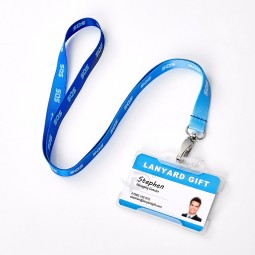 Huacheng Quality Carabiner Card Lanyard with PVC Pouch Cheap Printed lanyard for keys