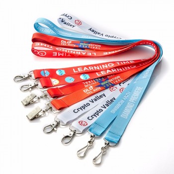 polyester packers double hook clip Id holder lanyard for keys keychain with 2 hooks