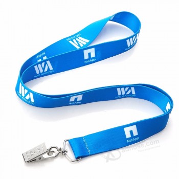 huacheng  alligator clip 2cm polyester sublimation printing ID card lanyard for keys