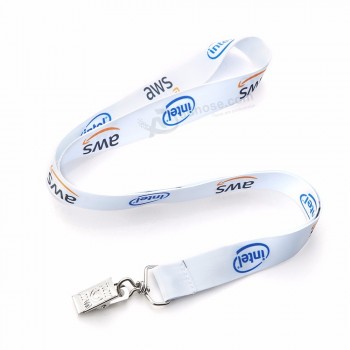 huacheng  polyester sublimation printing custom logo ID card lanyard for keys with alligator clips