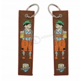 Porte-clés promotionnel en tissu brodé de tissu Porte-clés brodé de lettre personnalisée