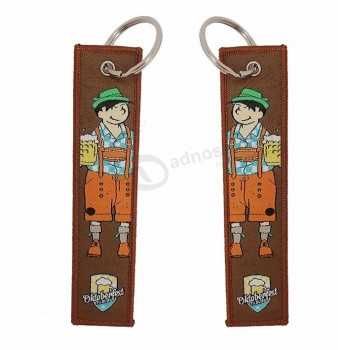Promotional Woven Embroidery Fabric Keychain Custom Letter Embroidered Key Chain