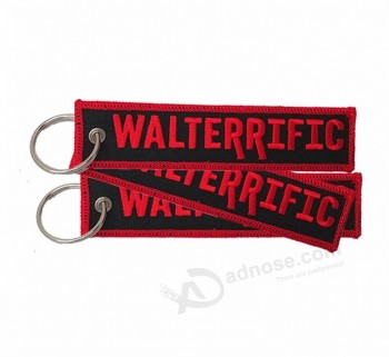 textile superior quality make your Own hang tags embroidery keychain patch custom Key Tag