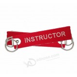 customized logo heavy embroidered Key tags flight keychain embroidery export To malaysia