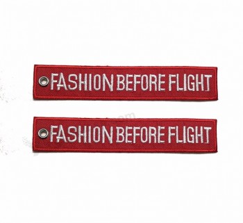 textile superior quality keychain customized flight Key chain label embroidery lace designs