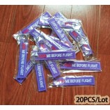 20Pcs/lot KISS ME BEFORE FLIGHT Embroidery Keychains For Women Bag Pendant Men Metal Key Ring Car Luggage Tag Aviation Gifts