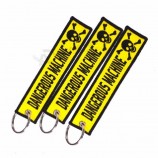 remove before flight punk dangerous machine warning Tag skull Key ring for motorcycles cars Key tags embroidery keychain jewelry