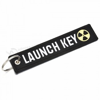 Fashion knitting Men Letter LAUNCH KEY Embroidery Keychain Key Ring Luggage Tag Label Keyring Jewelry