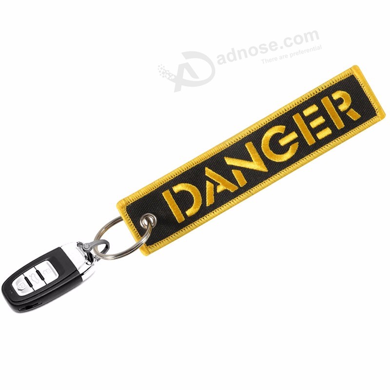 Danger keychain for cars Key chain for motorcycles Key Tag cool Embroidery Key fobs Customized car keychains (6)