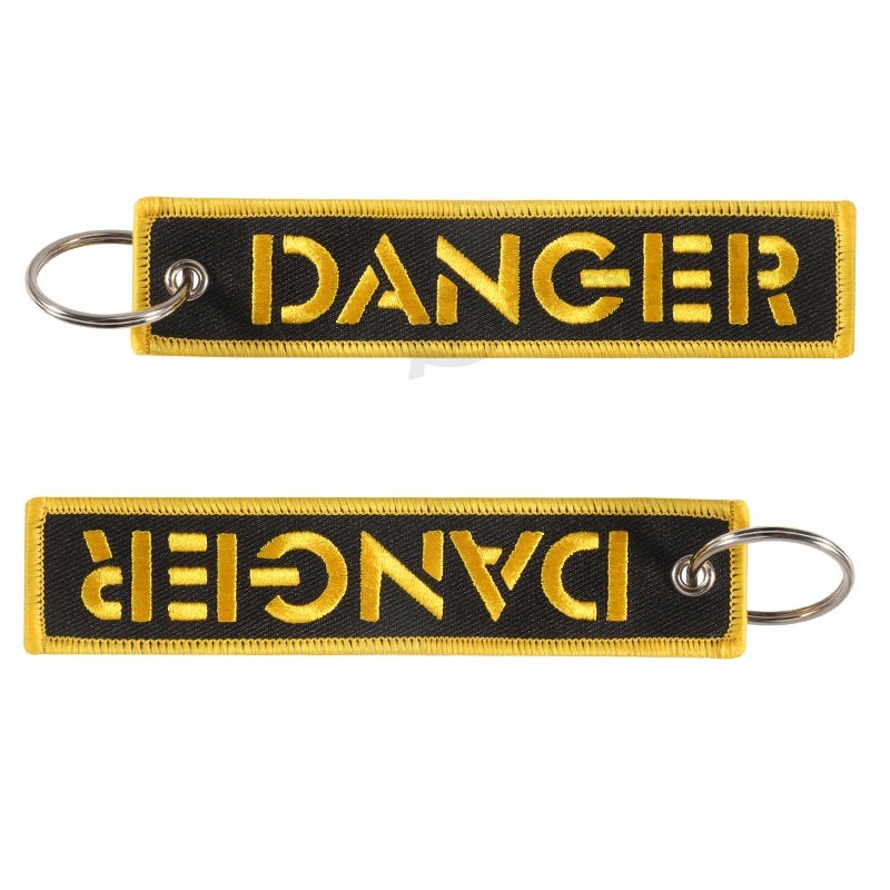 Danger keychain for cars Key chain for motorcycles Key Tag cool Embroidery Key fobs Customized car keychains (2)